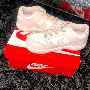 Pink and White Nike Dunk Lows Size 10C